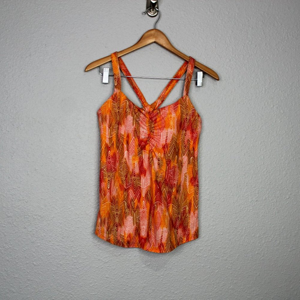 Marmot Orange and Red Tie Dye Diamond Design Tank Top sz M